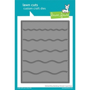 May include: A die-cut template for crafting, featuring a stitched wavy backdrop design. The template is gray and has five rows of wavy lines.