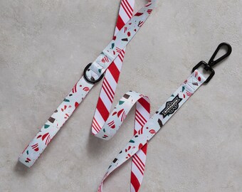 Coleira de Natal para Cachorro: Estampa de Casca de Hortelã, Alça Acolchoada