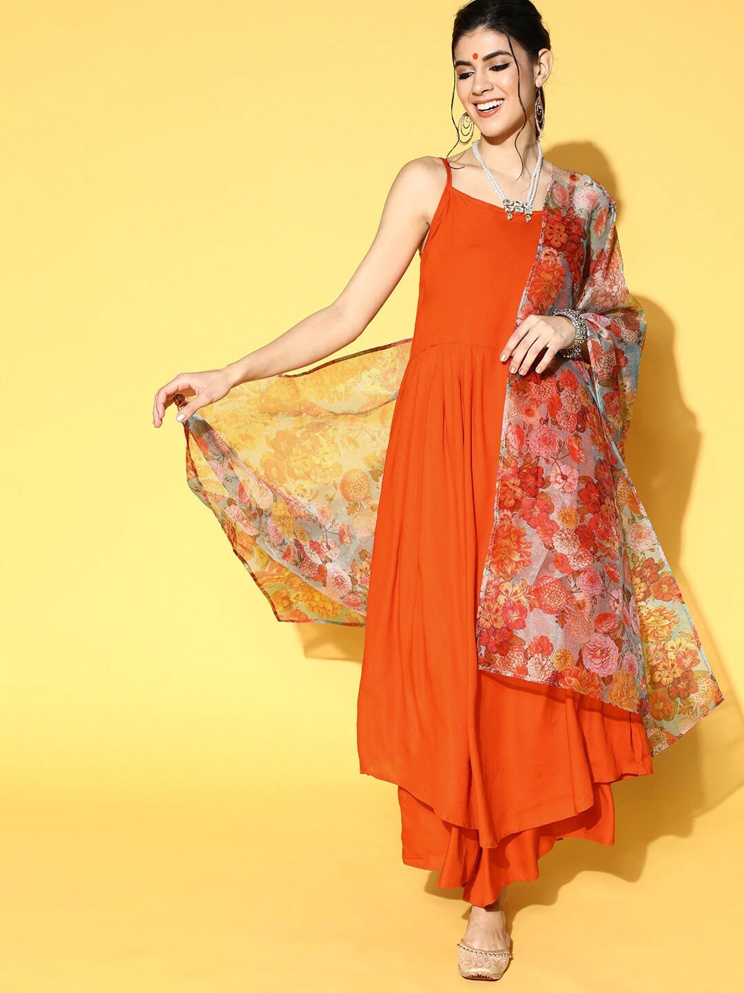orange colour ka kurti