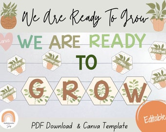 We Are Ready To Grow Bulletin Board Kit, EDITABLE Plant Name Labels, Digital Download