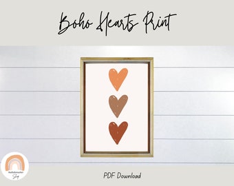 Boho 3 Heart Print Classroom and Nursery Wall Decor