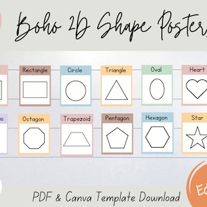 Boho 2D Shape Posters | EDITABLE | Boho Classroom Decor | Digital Download