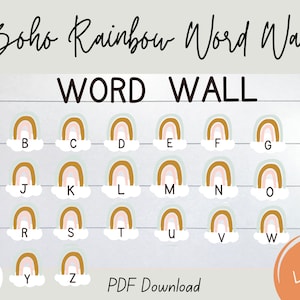 Boho Rainbow Classroom Word Wall