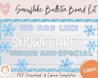 We are like snowflakes unique and special, Winter Bulletin Board Kit, EDITABLE Snowflake Labels, Digital Download