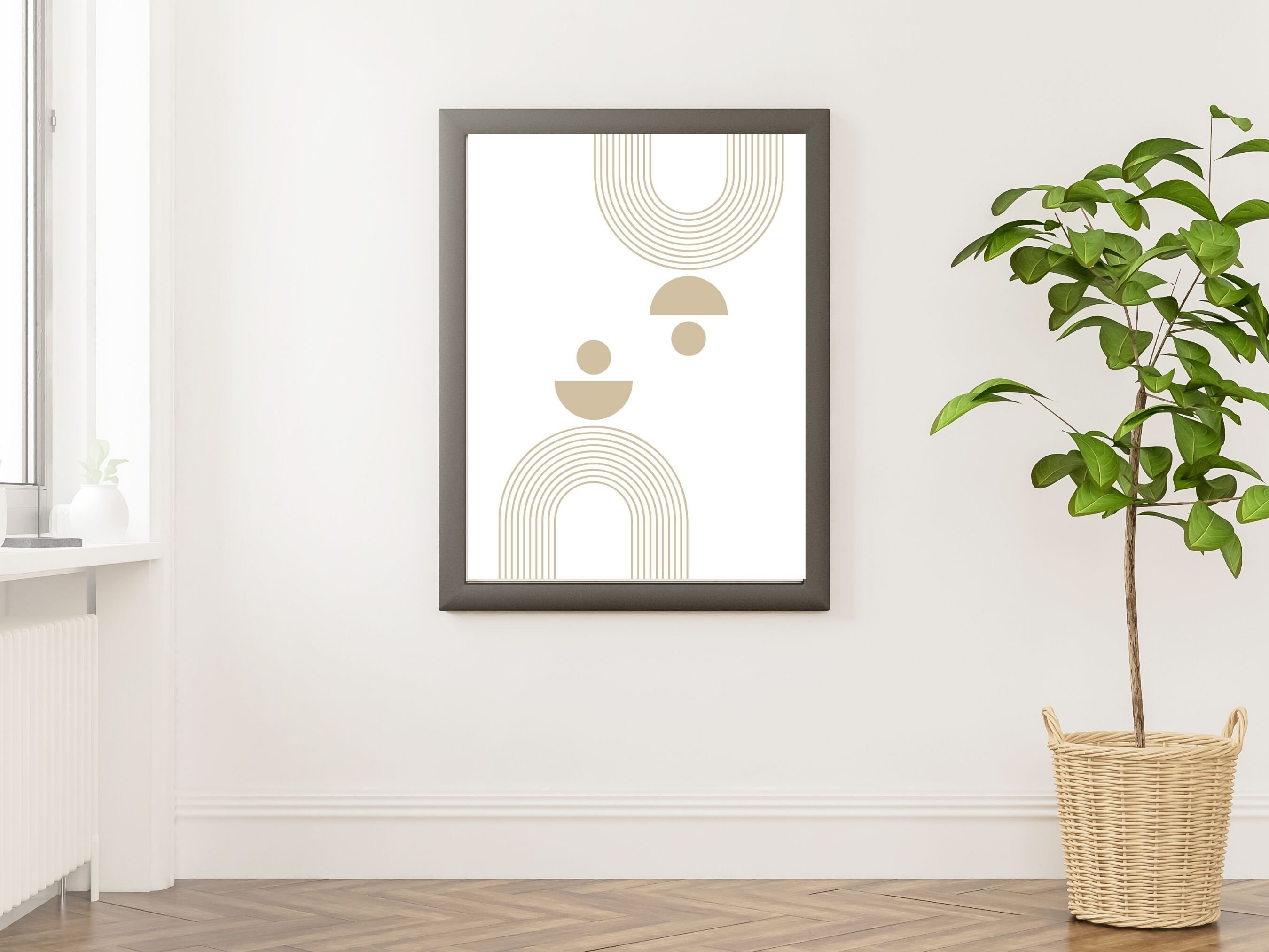 Mid Century Modern Wall Art Print Set of 2, Neutral Abstract Geometric ...