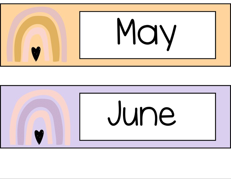 EDITABLE Printable Boho Rainbow Calendar Classroom Decor Etsy