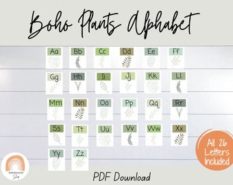 BOHO PLANT Alphabet Posters | Neutral Rainbow Classroom Decor | Digital Download