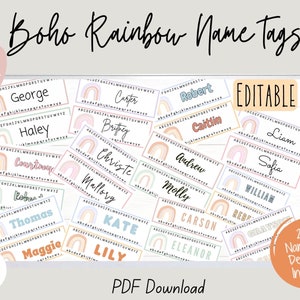 Boho Rainbow Classroom Labels - EDITABLE