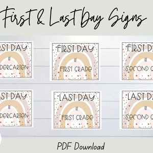First & Last Day of School Boho Rainbow Posters, Grades Pre-K through Twelfth Grade, Classroom Decor