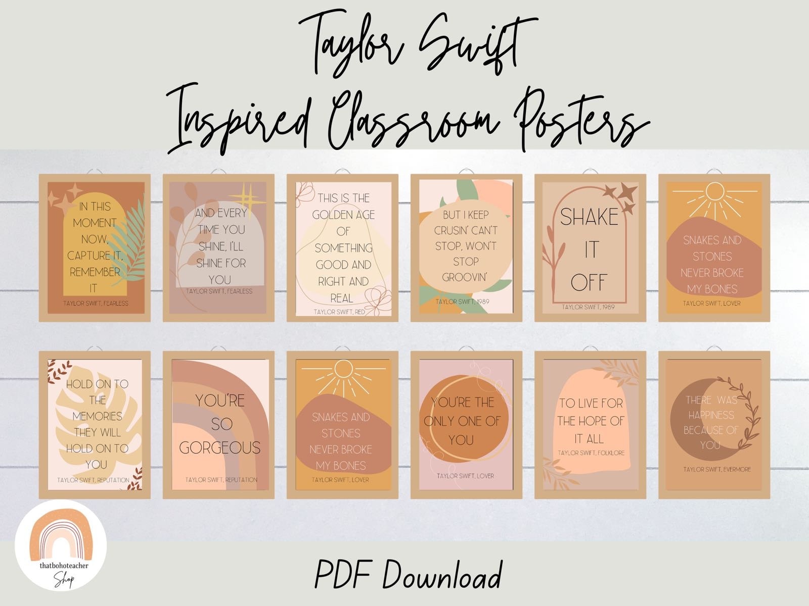 Taylor Swift Inspired Classroom Affirmations Digital Downloads L Boho  Teacher Aesthetic 