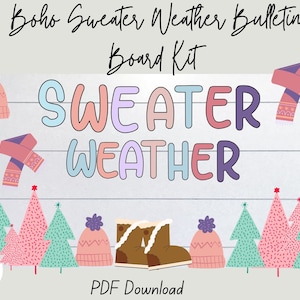 Sweater Weather, Winter Bulletin Board Kit, Sweater Coloring Worksheet Included, Digital Download