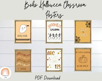 Boho Halloween Classroom Posters | Spooky Teacher Decor (Digital Download)