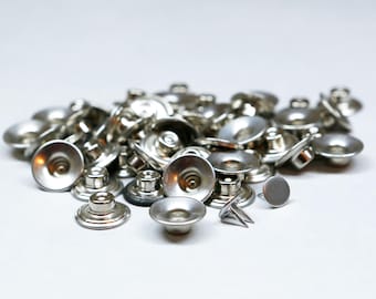 YKK Metallknopf Silber 12 Stück Make in USA Sereve