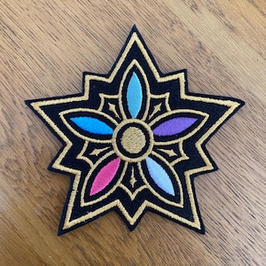 Rumi Shoulder Embroidered Star Gold and Black Multicoloured Applique Patch for KPDH K-Pop Girls Cosplay Costume