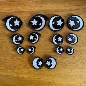 Embroidered Anime Star Eyes Applique Patches 20mm 30mm 45mm (Pair)