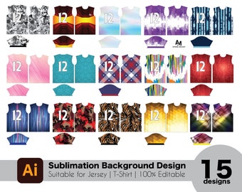 Patrón de sublimación editable, sublimación de fondo de diseño de jersey, camisas de sublimación completa, ropa deportiva, deportes, patrón digital de baloncesto