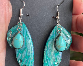 Turquoise fairy wing earrings