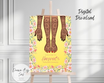 Mehndi Welcome Sign, Welcome To Mendhi Sign, Mehndi Decor Sign, Mehndi Decor