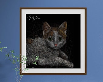 Ritratto di gatto, ritratto di animale domestico personalizzato nel Regno Unito, ritratto di cane, ritratto di animale domestico personalizzato da foto, ricordo di animale domestico, regalo personalizzato, regalo unico