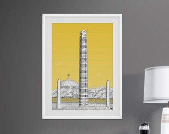 Obelisco di Axum, poster di Aksum, Axum, arte etiope, Axum Zion, arte Axum, arte Habesha, cultura etiope, patrimonio etiope, arte africana
