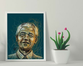 Arte di Nelson Mandela, ritratto di famiglia, ritratto di gatto, ritratto da foto, ritratto di animale domestico personalizzato da foto, regalo personalizzato, regalo unico
