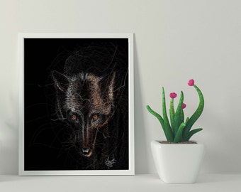 Arte del lupo, disegno del lupo, ritratto di cane, ritratto di gatto, ritratto da foto, ritratto di animale domestico personalizzato da foto, regalo personalizzato, regalo unico