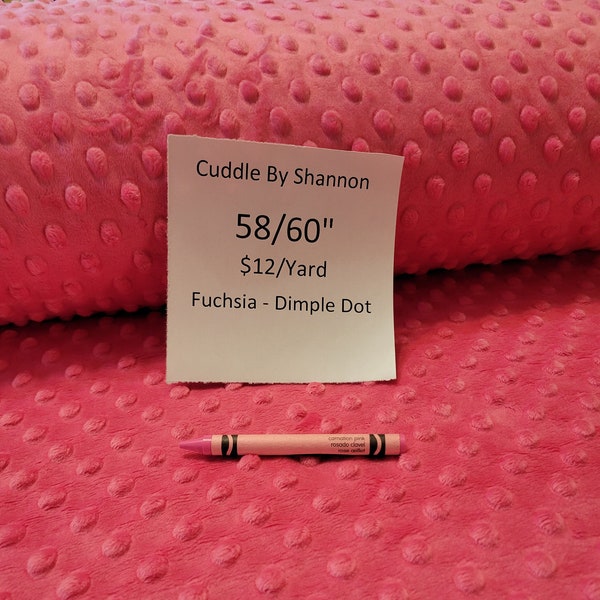 Fuchsia Dimple Dot Cuddle by Shannon - 60" Wide, Minky Fabric,  Pink Minky Fabric