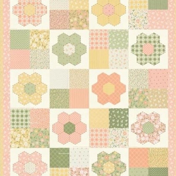 Flower Girl Hexi Hop Quilt Kit 40"x49" By My Sew Quilty Life Featuring Fabric By Moda, Baby Girl Quilt, Hexi Quilt, Begginer Quilt