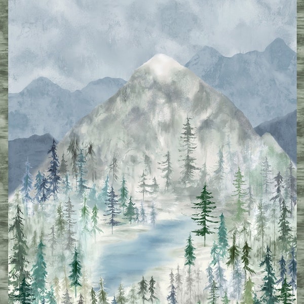 Majestic Mountain Panel 36"x44" By Whistler Studio For Windham, Mountain Panel, Woods Panel