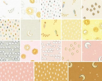 Over The Moon Fat Quarter Bundle Pastel Cozy Flannel 18pcs By Robert Kaufman, Baby Fabric,  Girl Fabric,  Flannel Fabric