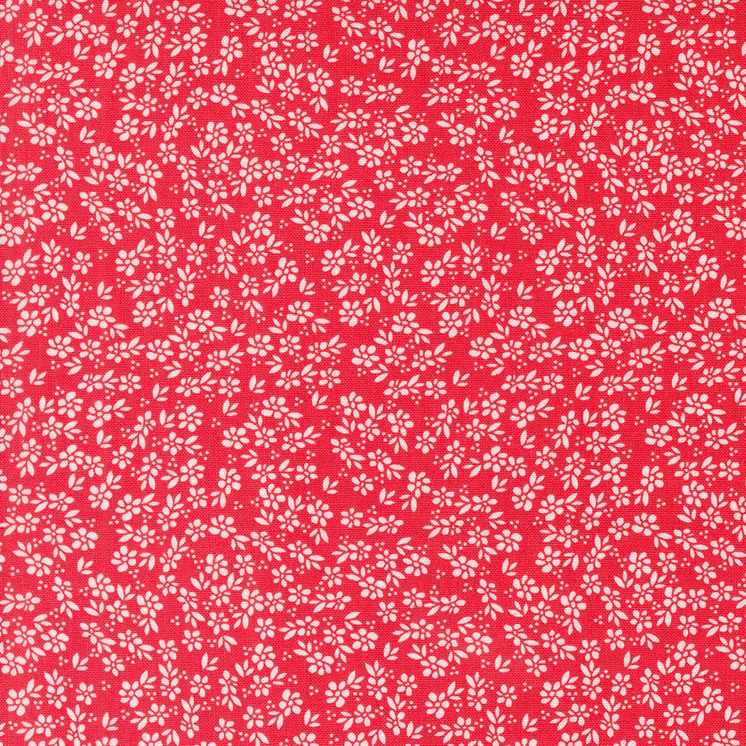 Laguna Sunrise Geranium 37685 16 By Sherri & Chelsi For Moda, Flower Fabric, Red Floral, White Floral, Petite Floral, Modern