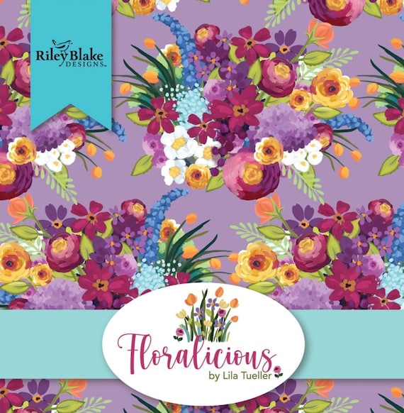 Floralicious Lilac Floral Stems Fabric by Lila Tueller - Riley Blake  Fabrics