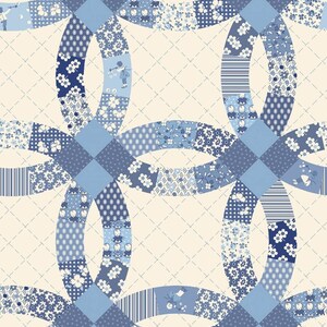 Blue Wedding Ring 108in Wide Back # R36016-BLUE By Marcus Fabrics - 100% Cotton - Cheater Fabric - Aunt Grace Simply Charming