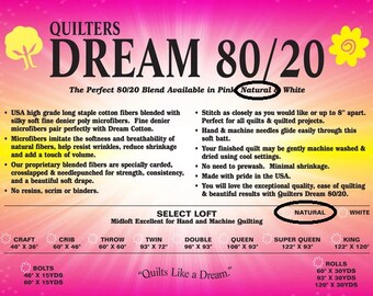 Quilters Dream 80/20 Batting - Natural - Queen Size 93" x 108"