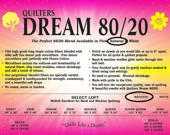 Quilter Dream Batting Natural 80/20 - Crib Size 46" x 60"