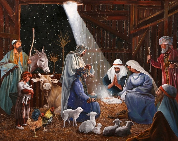 Nativity Fabric Panel Digitally Printed 36x44 From Four Seasons by