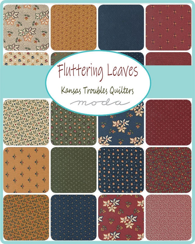 Fluttering Leaves Fat Quarter Bundle 40 pcs By Kansas Troubles For Moda, Leaf Fabric, Tan Fabric, Red Fabric, Brown Fabric, Fall Fabric