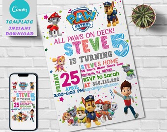 Details about   16pc Set Paw Patrol Birthday Party Invitation Card Boy Theme Party Christma Gift 