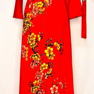 Pre made Áo dài truyen thong 3D Vietnamese traditional not include pants ,Áo dài Vietnamese for women and girls