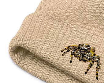 Gorro de punto acanalado con bordado de araña - Science Geek Apparel