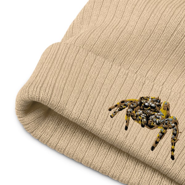 Spider Embroidery Ribbed Knit Hat - Science Geek Apparel