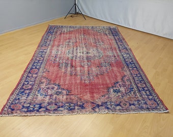BİG DİSCOUNT Vintage Turkish 6x8 Feet Rug , Handmade Carpet 6x9 feet, Oushak Rug, Modern Decoration,  Living Room For Aesthetic  Area Rug