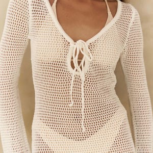 White Mesh Beach Cover-Up