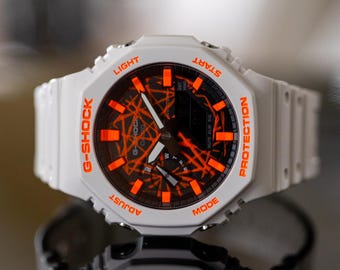 Limited to 15 | Hand-Painted CasiOak Neon Orange Chaos | GA-2100