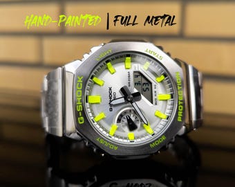 Limited to 10 | Artist Hand Painted G-SHOCK GM-2110D Neon Yellow | Full Steel