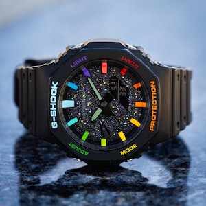 Casio Mod Custom Gshock GA2100 Black & Rainbow - High