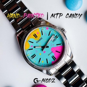 Hand-Painted Casio MTP-1302 Turquoise Mod – Custom Datejust Style Watch | Unique Artist Timepiece | High-Quality Wristwatch