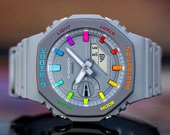 Casio G Shock Grey Rainbow - Casioak Mod Ga2100 - Wrist Watch