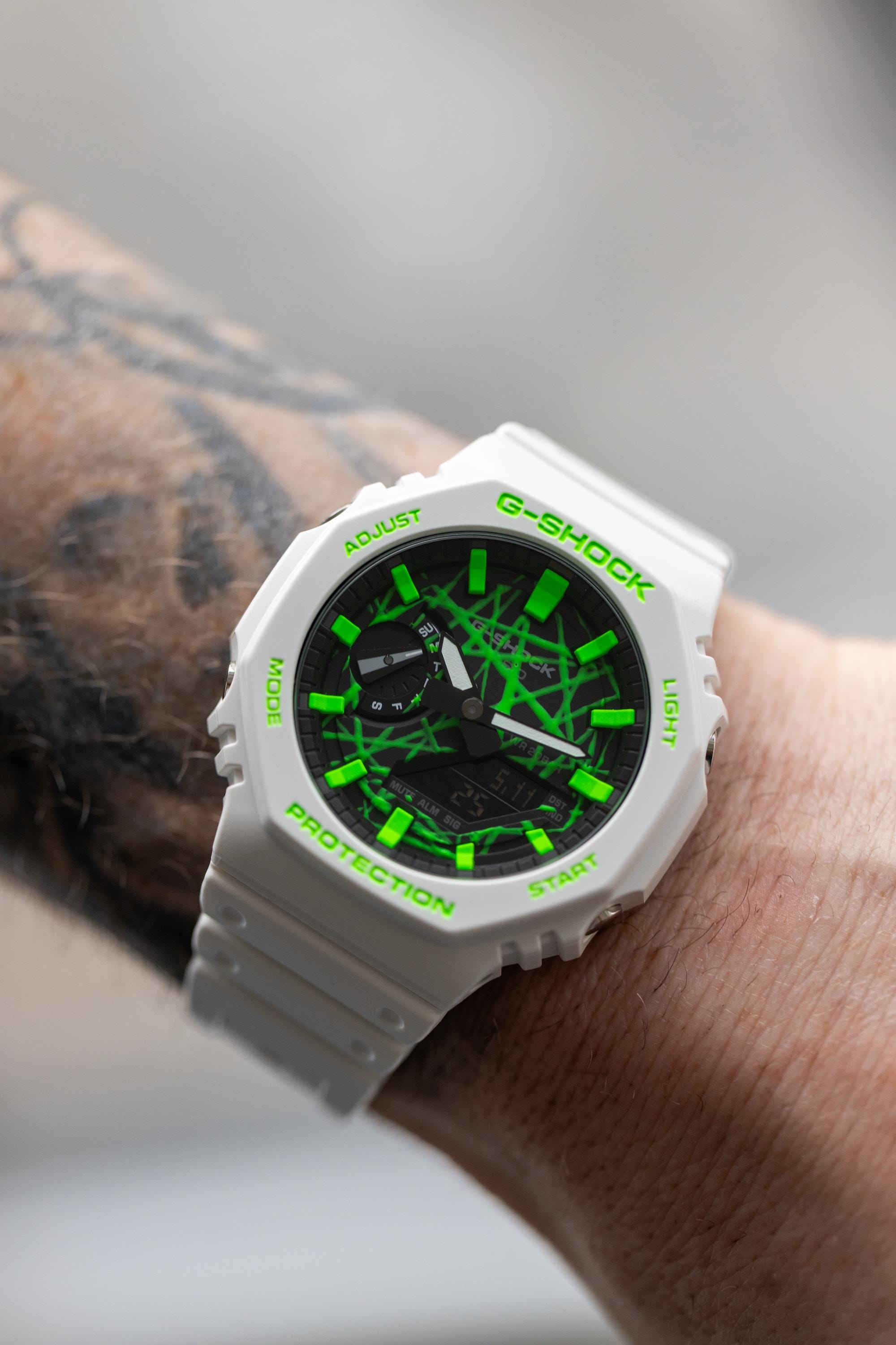 Limited to 15 | Hand-painted Casioak Neon Green Chaos | GA-2100 - Etsy