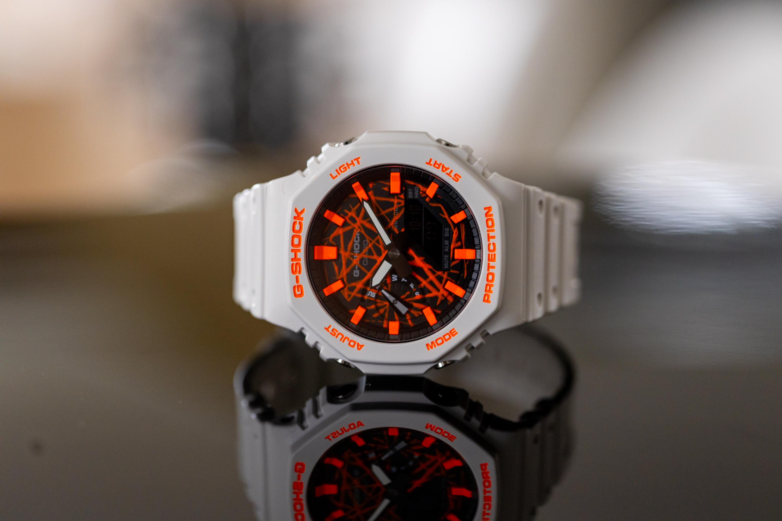 Limited to 15 | Hand-painted Casioak Neon Orange Chaos | GA-2100